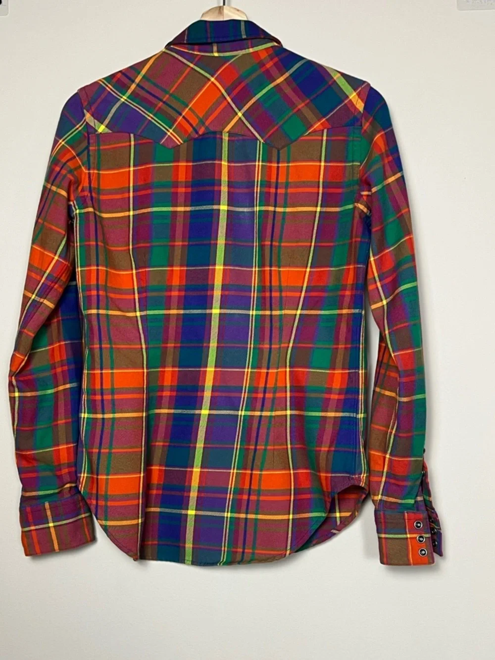 Vintage Ralph Lauren Western Shirt Snap Button Plaid Flannel Shirt Size 6 - Picture 7 of 10